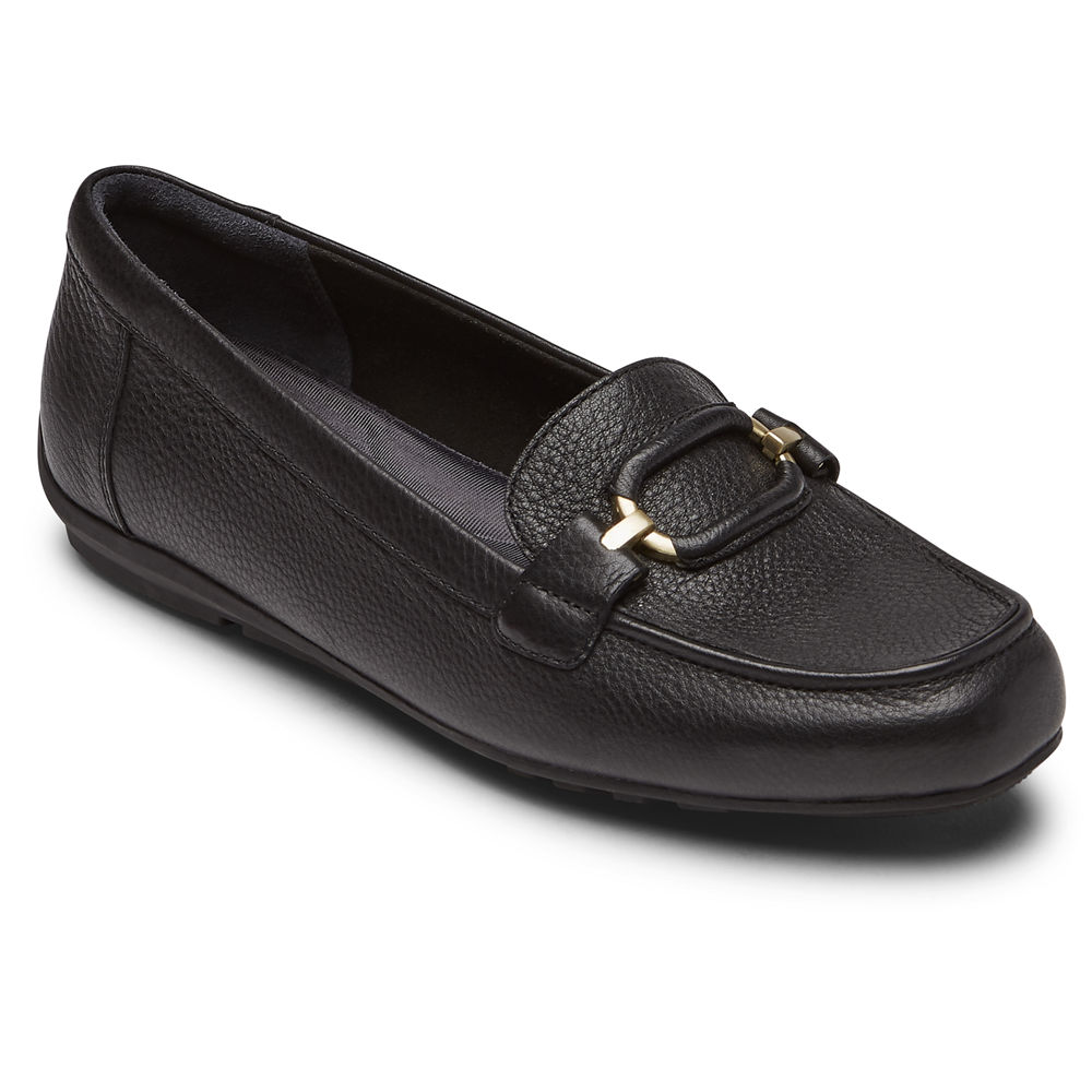 Rockport Womens Loafers Black - Total Motion Circle Driver - UK 891-CSEBMD